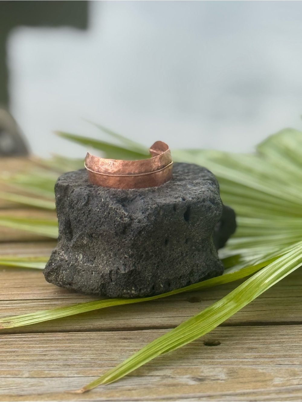Hammered Copper Cuff Bracelet - Warm Copper Tone